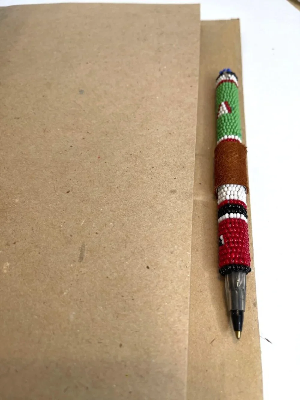 Handmade Africa Art Book Kenya Notebook Journal Giraffe Bead Pen Recycled Paper